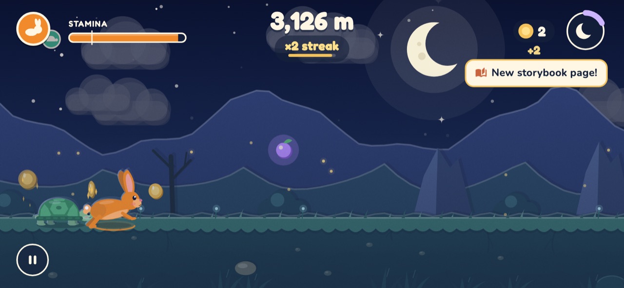 Running under the moon on the moonlit ridge